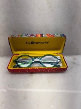 LA Eyeworks Teal Round Women's Eyeglass frames